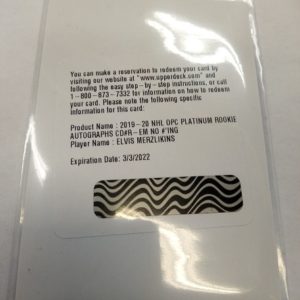 2019-2020 Upper Deck OPC Platinum Rookie Autographs Elvis Merzlikins