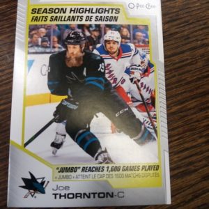 2020-2021 O-Pee-Chee Season highlights Joe Thornton