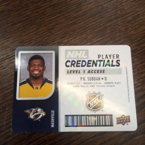 2017-18 mvp nhl player credentials P.K. Subban