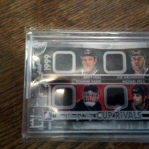 2014 Lord Stanley`s Mug cup rivals Brett Hull, Joe Nieuwendyk, Dominik Hasek, Michael Peca  jersey