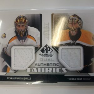 2014-2015 Upper Deck SP Game-Used Dual Authentic Fabrics Pekka Rinne / Tuukka Rask