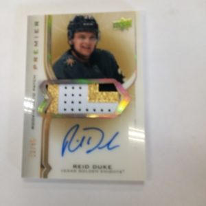 2020-21 UD premier Reid Duke rookie auto patch reid duke x/65
