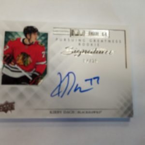 2020-21 UD premier Pursuing greatness rookie signatures Kirby Dach x/25