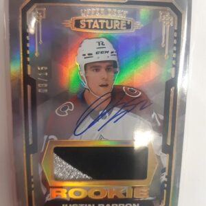 2021-22 Upper Deck Stature rookie patch auto Justin Barron 08/15