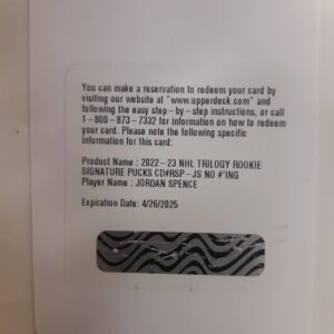 2022-23 Trilogy Rookie Signature Pucks Redemption Jordan Spence
