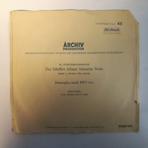 LP single: Das Schaffen Johann Sebastian Bachs - Serie F: Werke für orgel - Passacaglia c-moll (K)