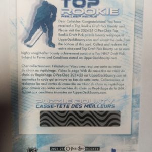 2024-2025 Upper Deck O-Pee-Chee Top Rookie Draft Pick Bounty Card