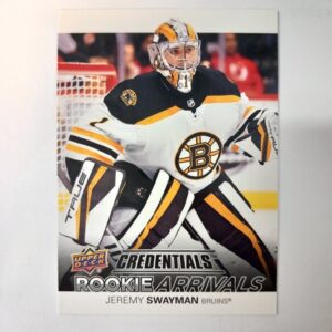 2021-22 UD Credentials Rookie Arrivals Jeremy Swayman #RA-5