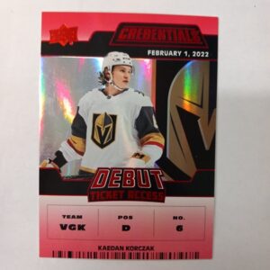 2022-23 UD Credentials Debut Ticket Acces Kaedan Korczak #102 058/299